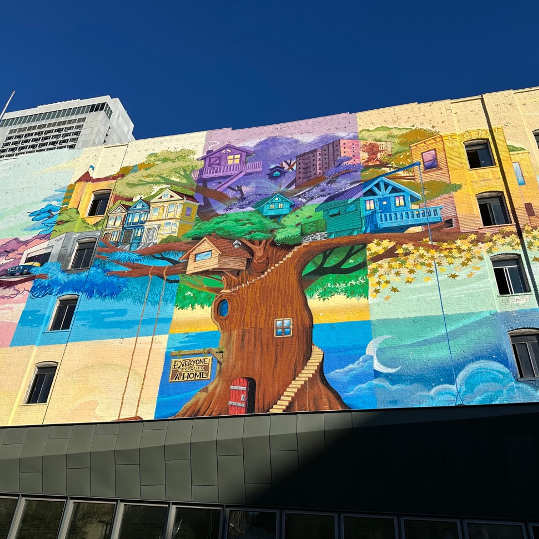 Colourful tree artwork in The Tenderloin