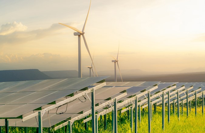 Solar Panels And Wind Farm