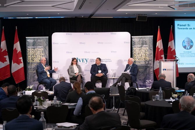 Honourable Peter Harder, Tabatha Bull, Salim Teja, Perrin Beatty