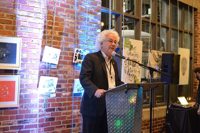 Richard W. Ivey speaking at the 2015 Global Ivey Day event in Toronto at the Steam Whistle Brewery