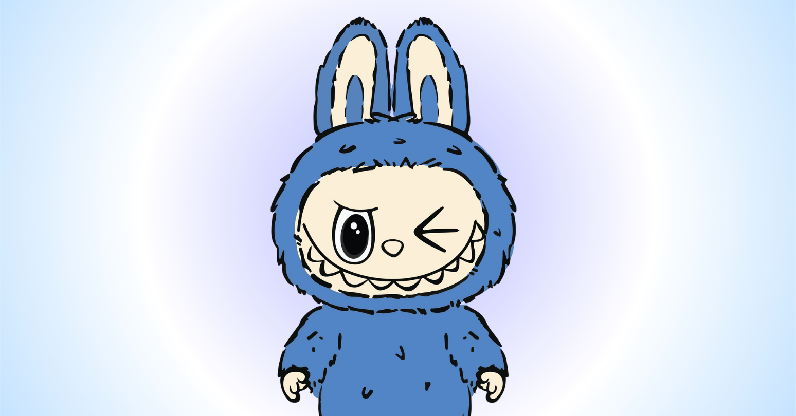 Graphic Of Blue Labubu Plush