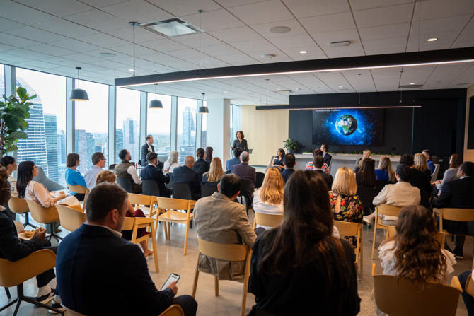 Sandra Odendahl, Senior Vice President and Head of Sustainability and Diversity & Partnerships at BDC, delivering compelling opening remarks