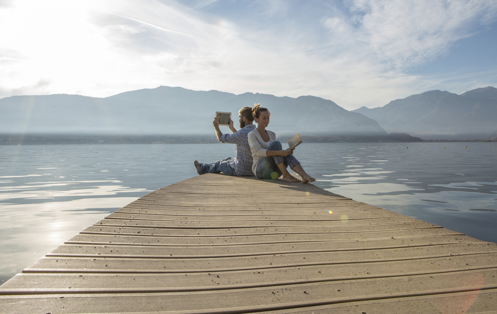 Reading on dock