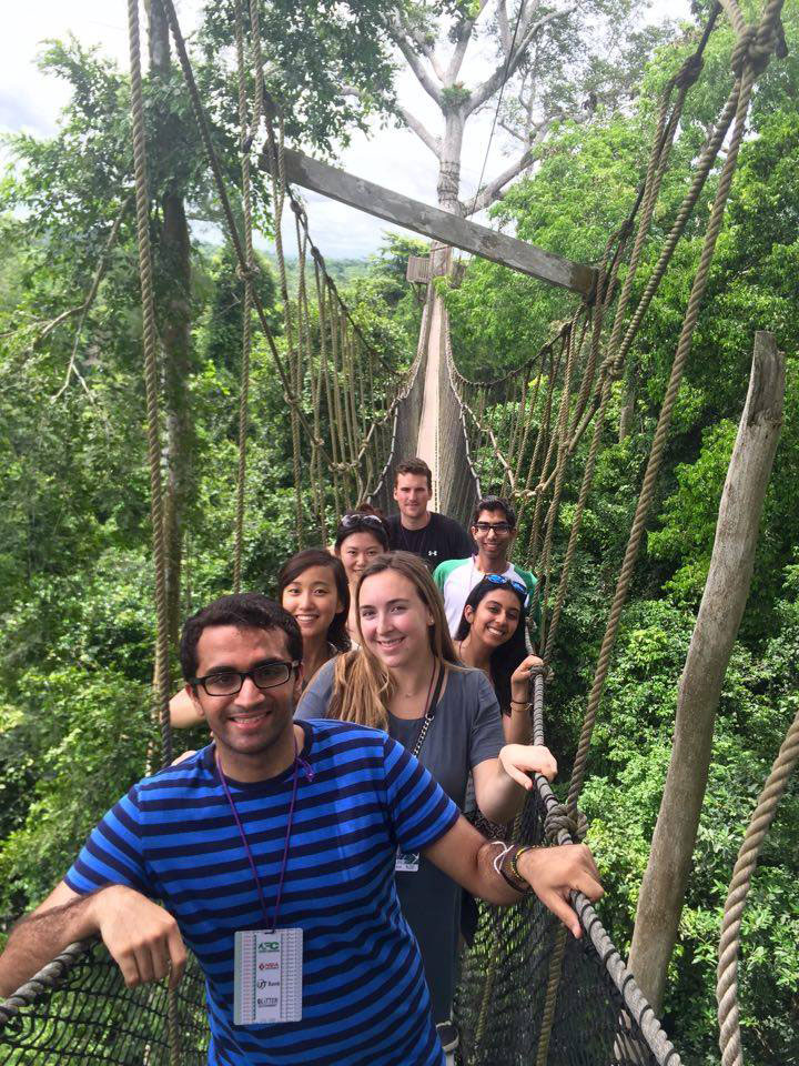 Group of Students on a rope bridge in Cape Coast