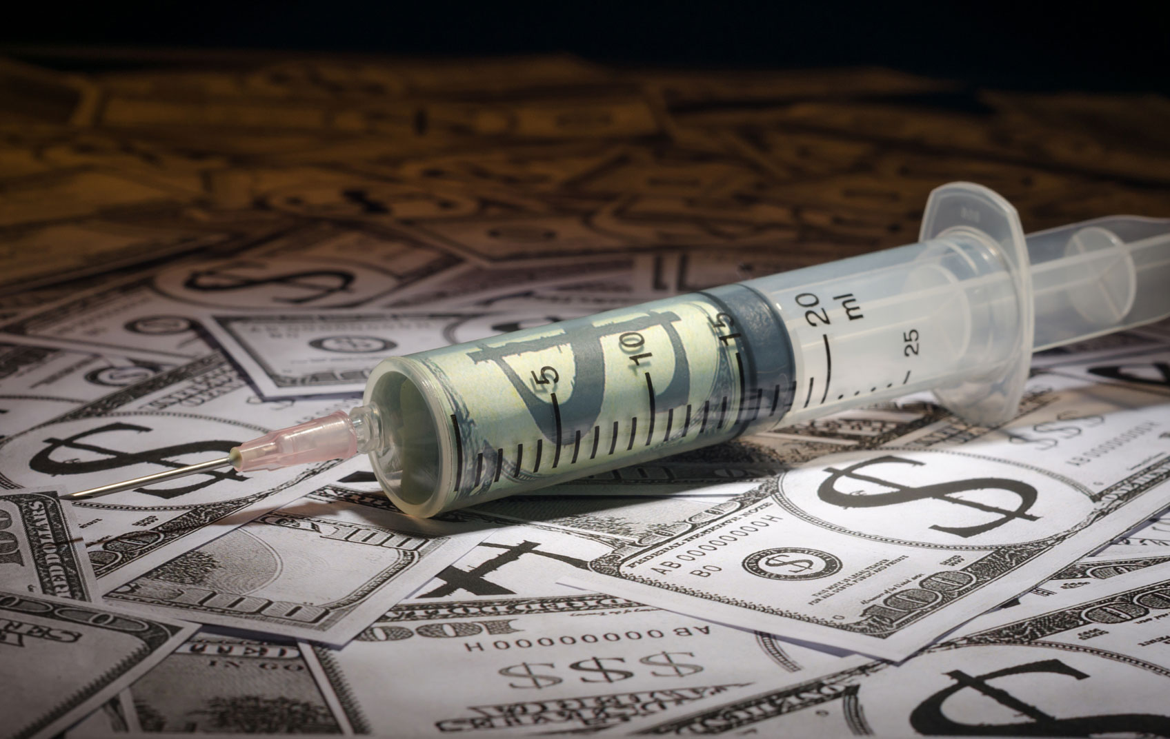 syringe dollar bill