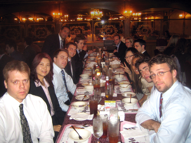 Students enjoy lunch at one of Mr. Buffett's favourite restaurants, Piccolo Pete's