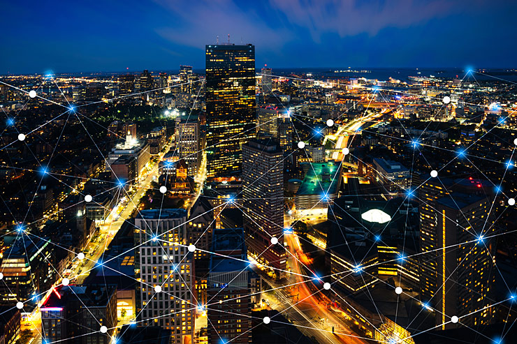 Photo of city at night with lights