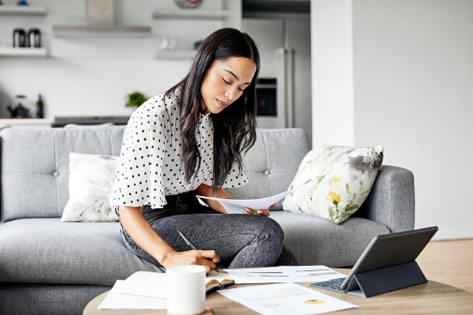 Accountant Analyzing Documents