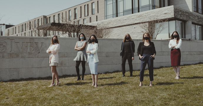 L-R Katie Zajner, Ada Zhang, Jenny Zhang, Jessica McEwen, Lauren Fraser, and Kaitie Watson