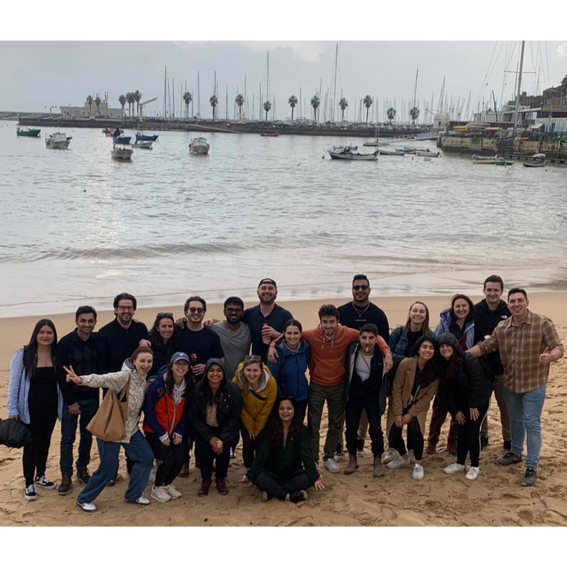 Group photo on the beach in Cascais