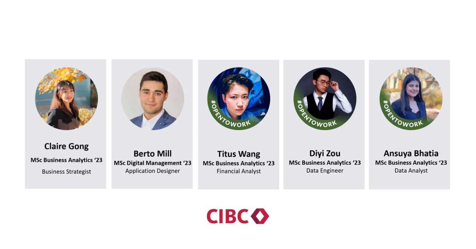 The MSc student team l-r: Claire Gong, Berto Mill, Titus Wang, Diyi Zou, Ansuya Bhatia