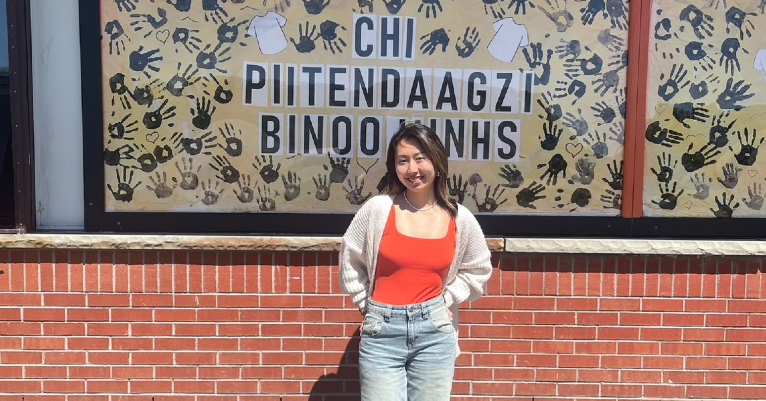 Zihan Zhang at the Sagamok Anishnawbek community