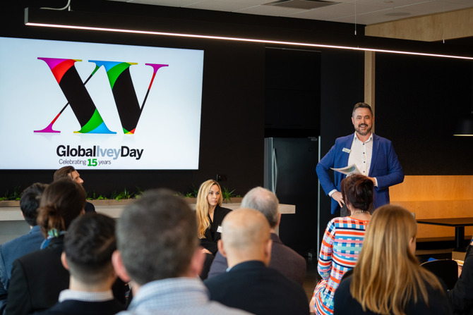 Matthew Lynch, Associate Director of the Centre for Building Sustainable Value at Ivey Business School, expertly moderating the panel discussions and Q&As