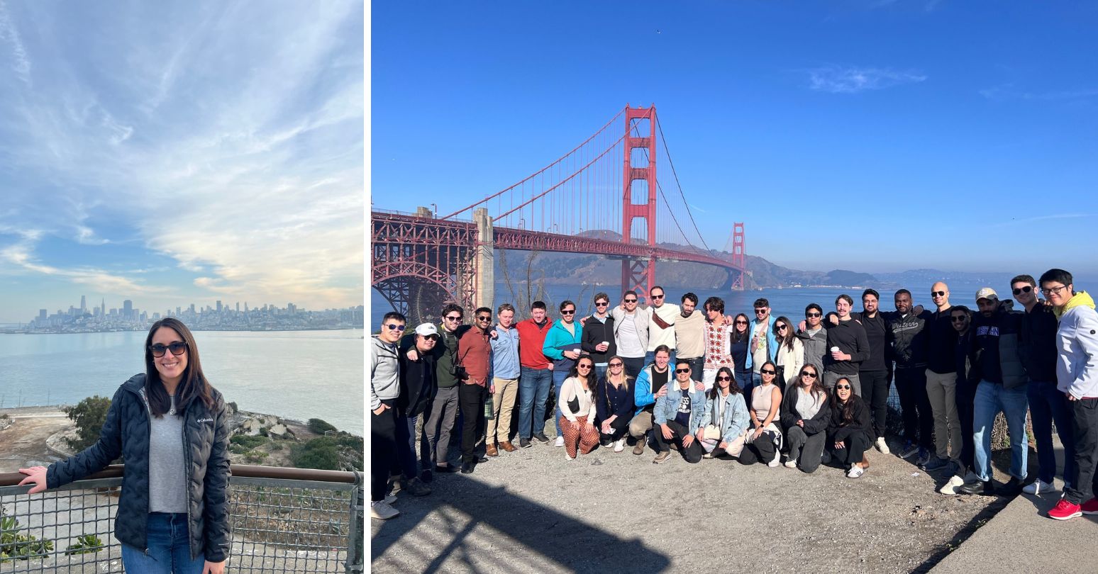 Kathleen Loli (left) and the entire MBA group (right) in San Francisco