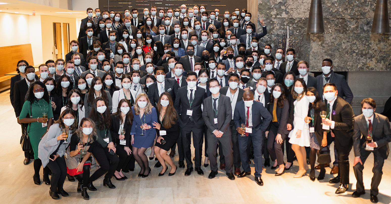 Group shot of MBA Class of 2023 at welcome reception