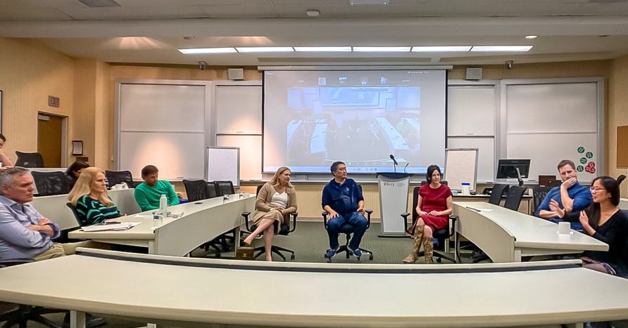 Panel pictured from left to right: Daniel Arenas Vives (Universitat Ramon Llull), Kate Odziemkowska (University of Toronto), Pablo Munoz (Durham University), Sharon Alvarez (University of Pittsburgh), Charles H. Cho (York University), Oana Branzei (Moderator, Ivey Business School), Simon Pek (University of Victoria) and Anna Kim (McGill University).