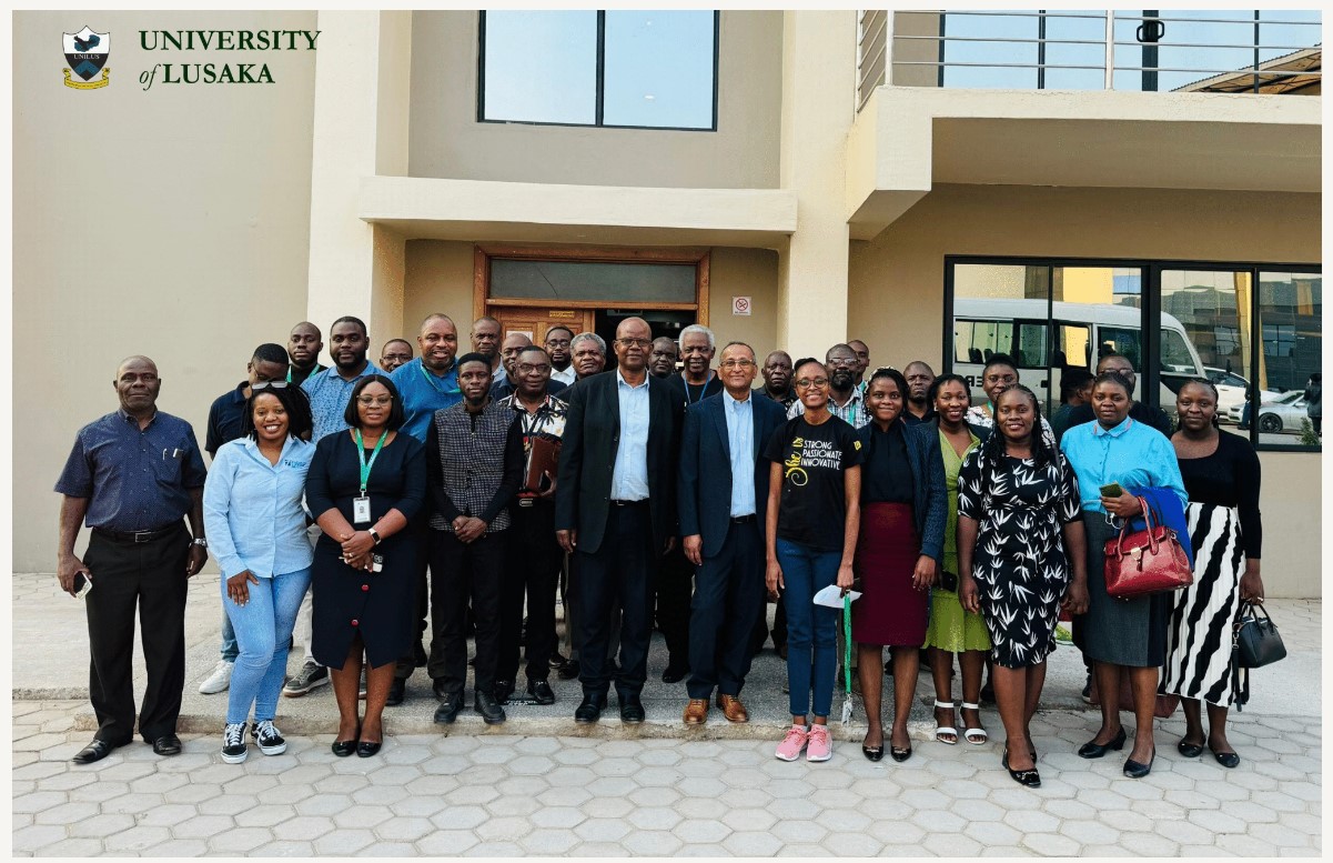 Group photo at University of Lusaka - 30 faculty members