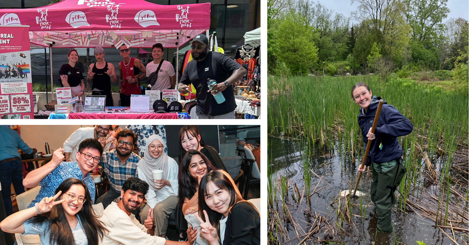 Top Left Image Vince Pham With The Get REAL Team. Bottom Left Image Ryanna Luo. Right Image, Lauren Miekle.