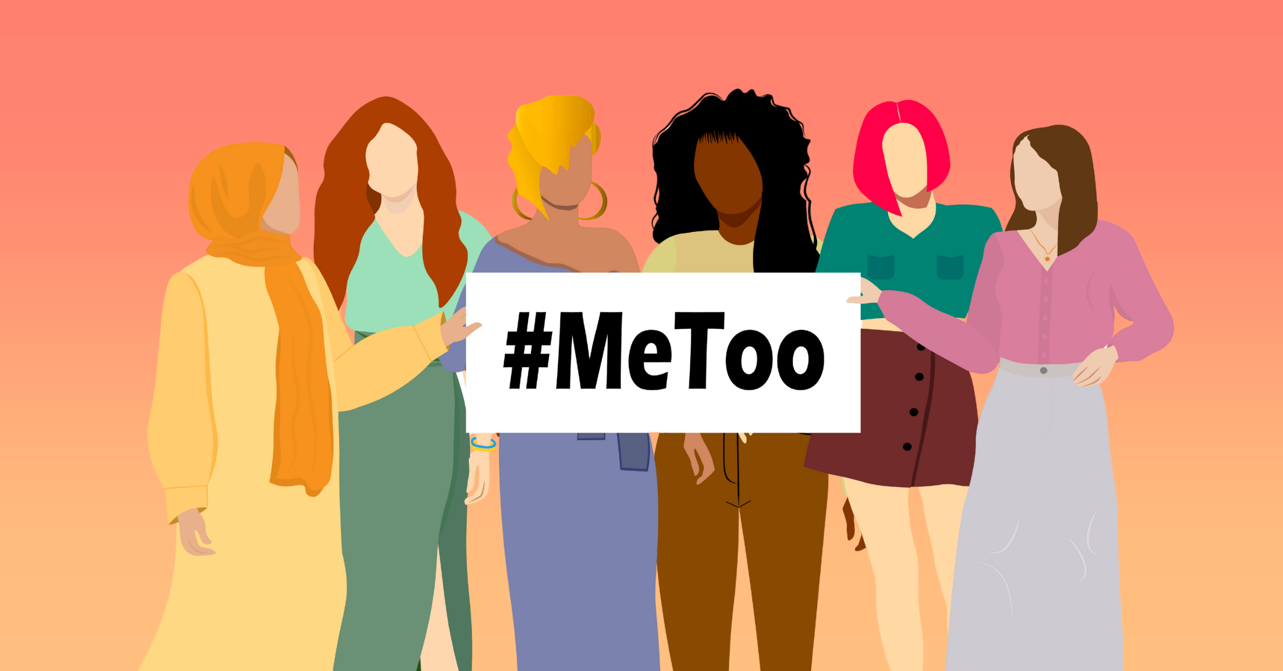Landscape Graphic Six Diverse Women Gather Around A Metoo Sign (1)